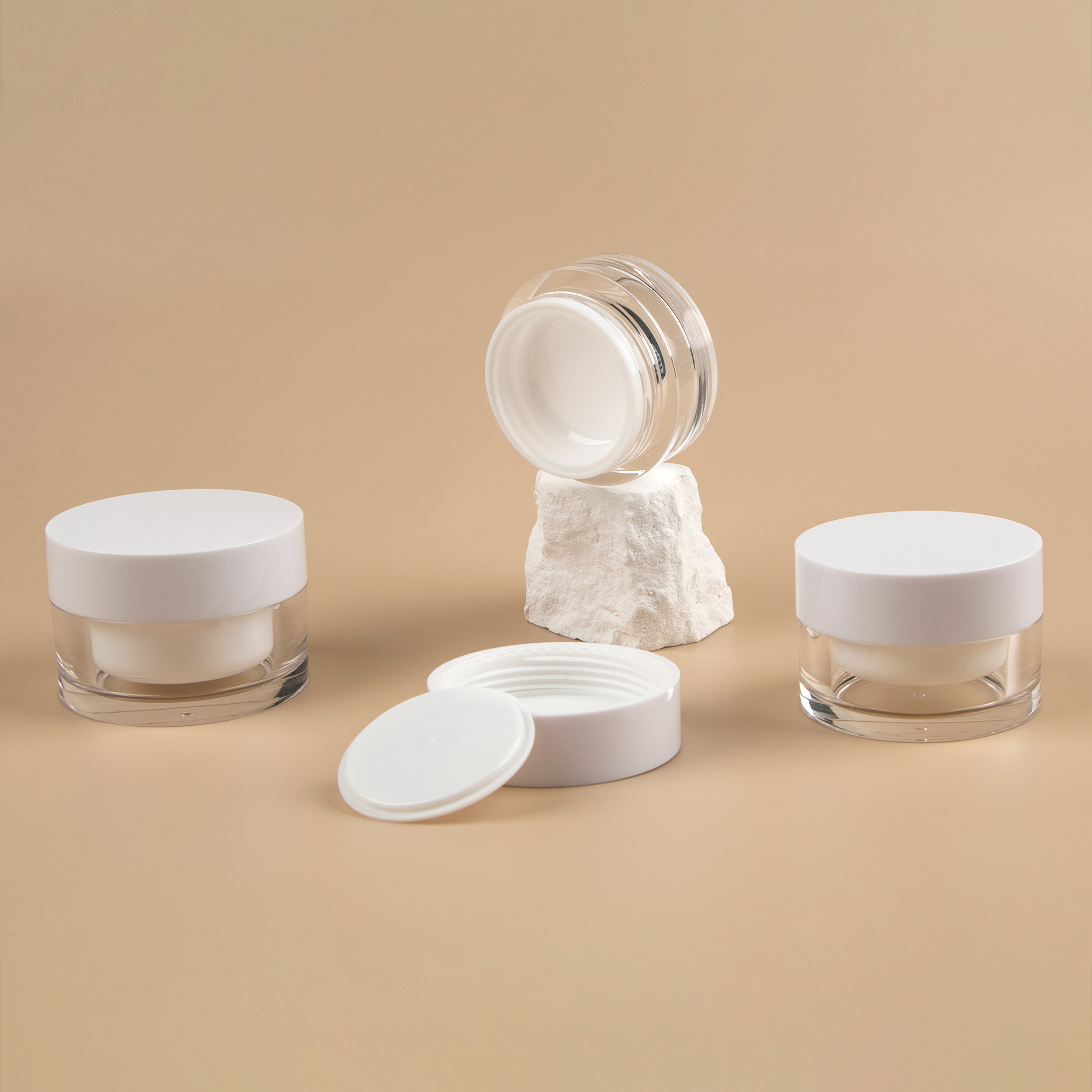 15g 30g 50g Hot sale acrylic double wall cream jar use in cosmetic packaging