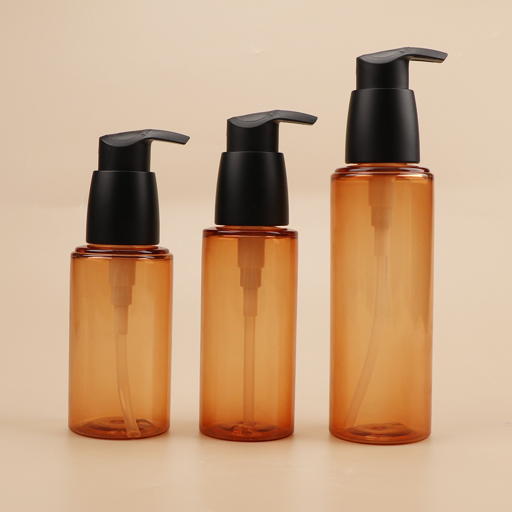 Custom Logo 50ml 60ml 80ml Round Empty Skincare Packaging Cosmetic Lotion Pump Bottle Face Serum Bottle With Pump