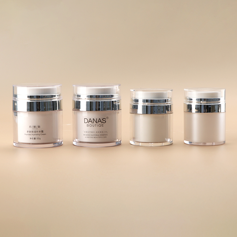 Luxury Empty Clear Frosted Plastic Acrylic Cosmetic Jars 30g 50g Double wall Vacuum Face Cream Airless Pump Jar With Lids