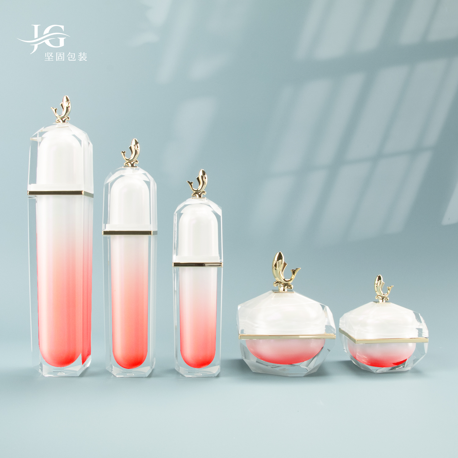 Hot Sale luxury plastic cosmetic skincare serum bottle 2024 New Design acrylic gradient color 30ml 50ml 100ml 120ml cosmetic bottles set