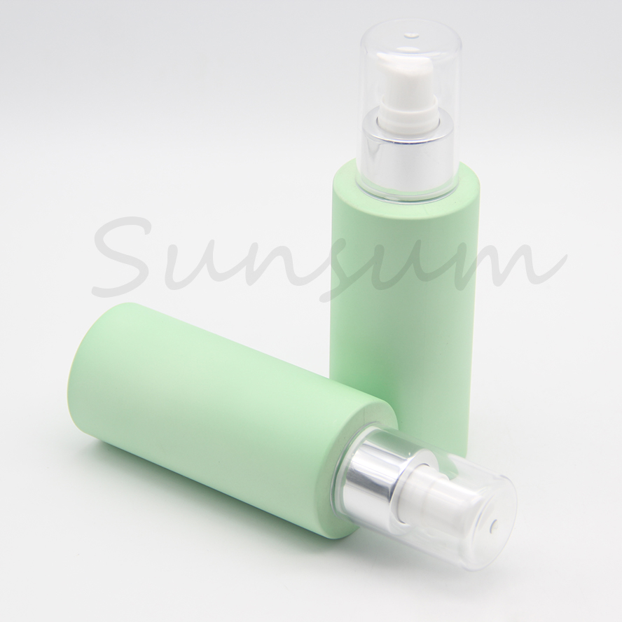 Matte Green Plastic PET Moisturizing Lotion Bottle with Sliver Pump