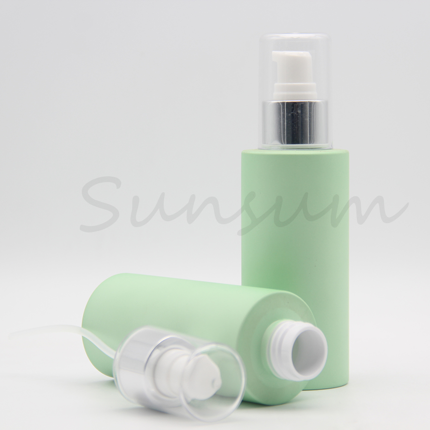 Matte Green Plastic PET Moisturizing Lotion Bottle with Sliver Pump
